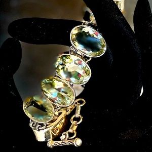 Sterling Silver Prasiolite (Green Amethyst) Gemstone Bracelet